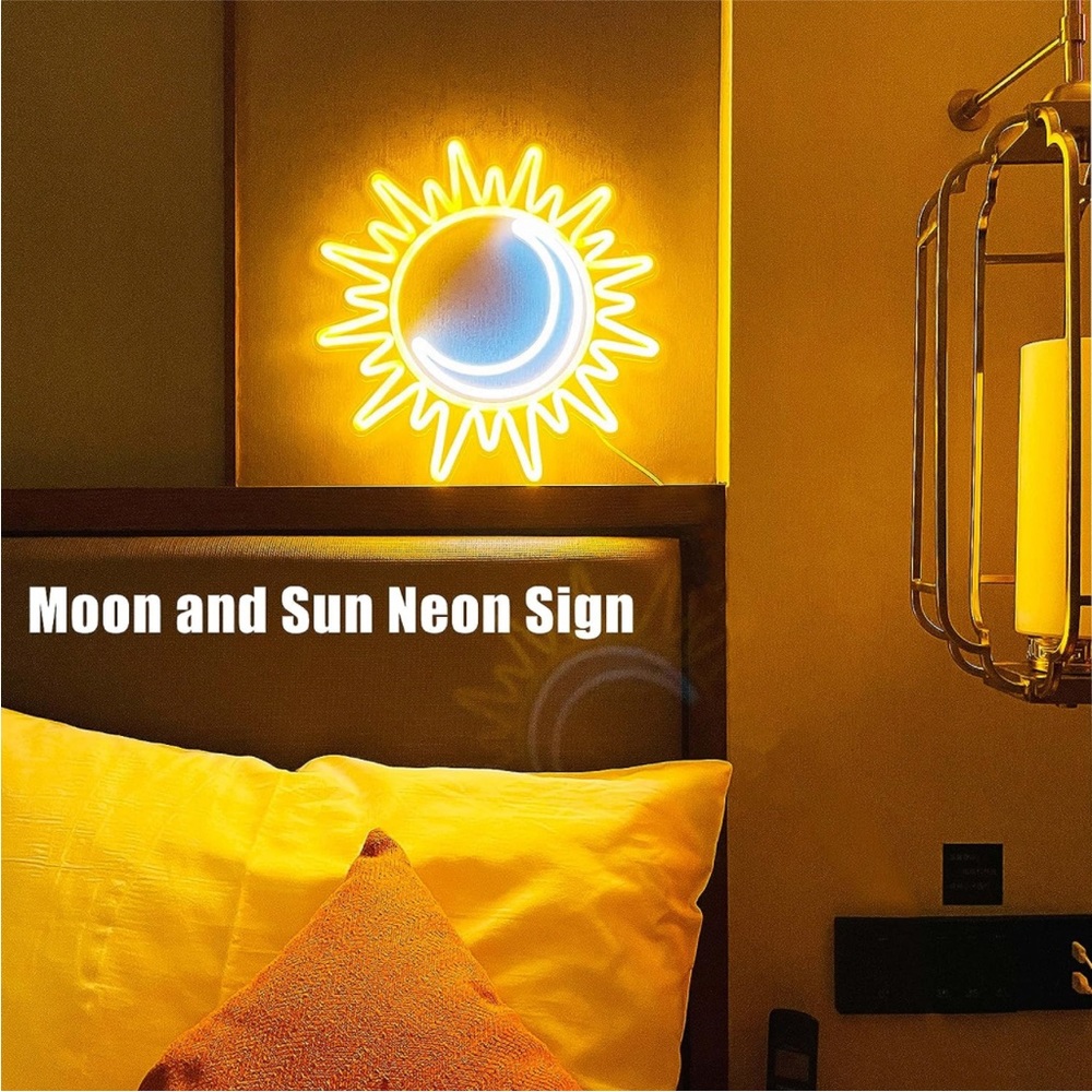 Neon Crescent Moon Sun Light LED Wall Dorm Party Patio Indoor Outdoor Decor - Picture 2 of 7